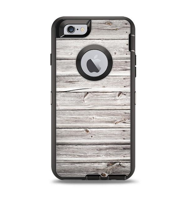 The Aged White Wood Planks Apple iPhone 6 Otterbox Defender Case Skin Set