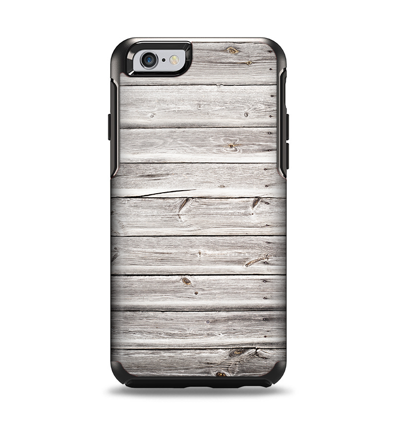 The Aged White Wood Planks Apple iPhone 6 Otterbox Symmetry Case Skin Set