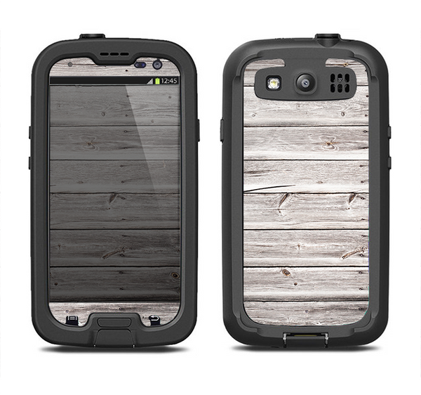 The Aged White Wood Planks Samsung Galaxy S3 LifeProof Fre Case Skin Set