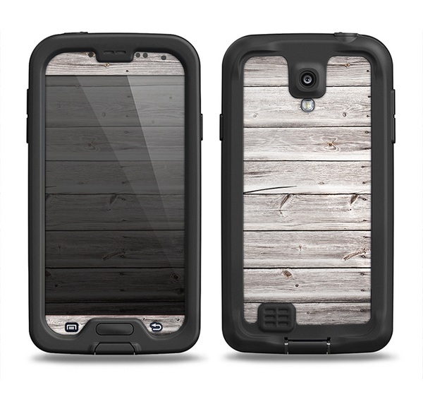The Aged White Wood Planks Samsung Galaxy S4 LifeProof Fre Case Skin Set