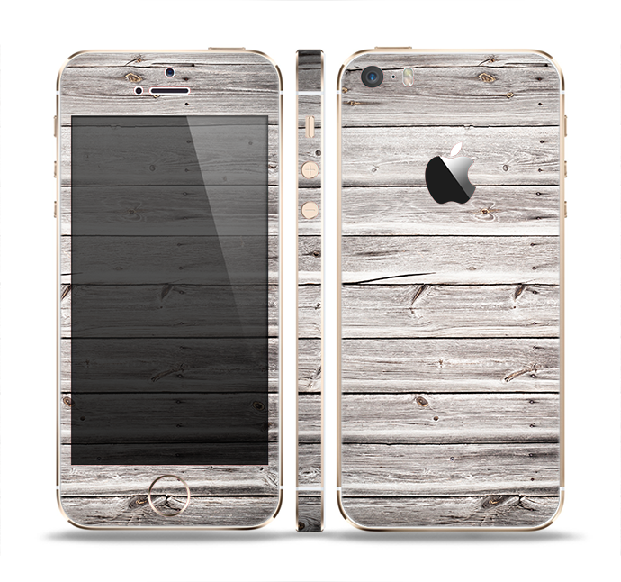 The Aged White Wood Planks Skin Set for the Apple iPhone 5s