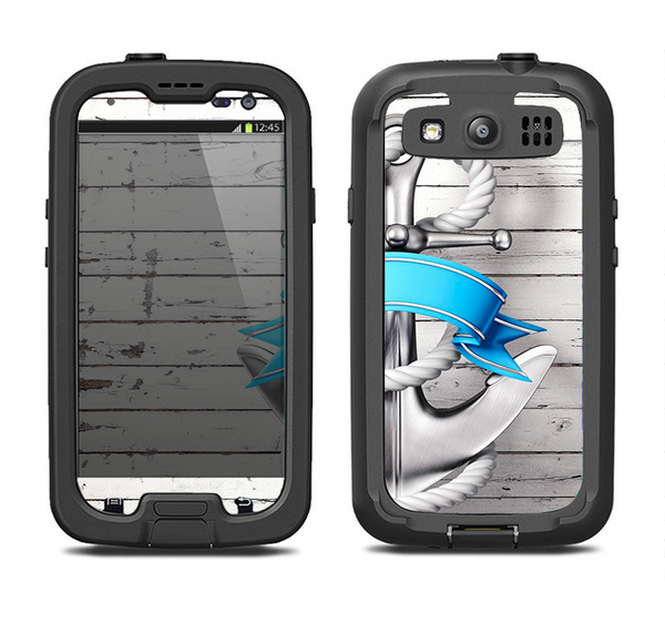 The Aged White Wood With Anchor Samsung Galaxy S3 LifeProof Fre Case Skin Set