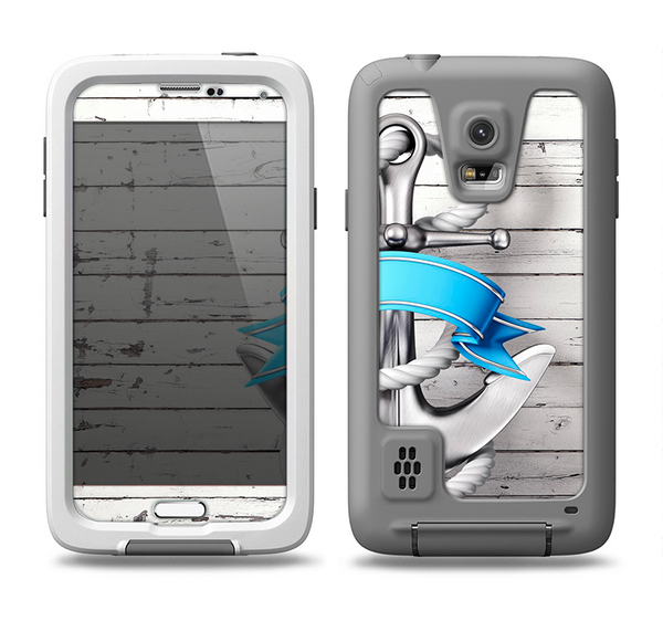 The Aged White Wood With Anchor Samsung Galaxy S5 LifeProof Fre Case Skin Set