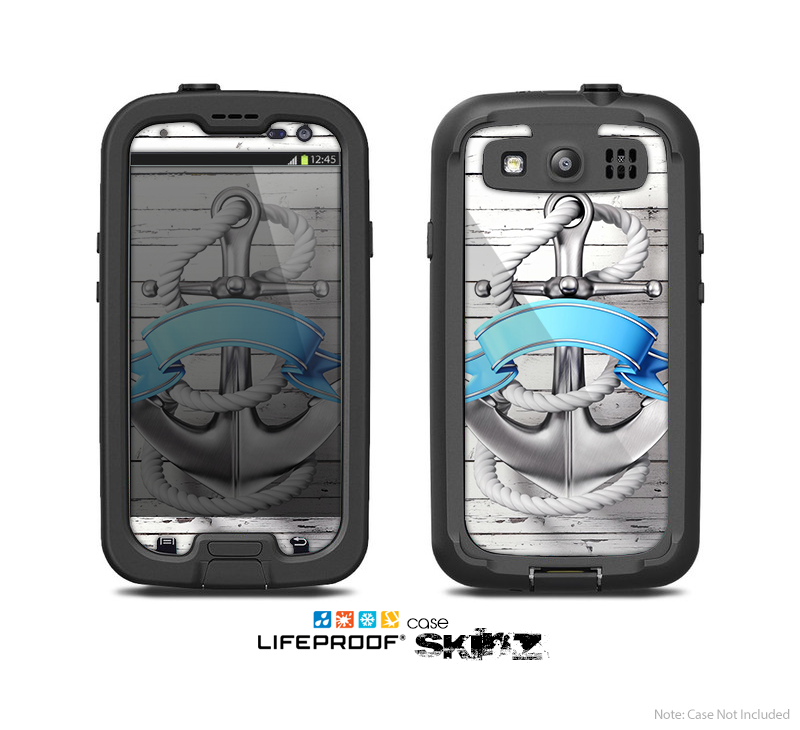 The Aged White Wood With Anchor Skin For The Samsung Galaxy S3 LifeProof Case