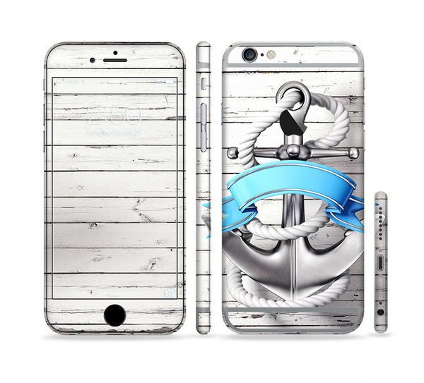 The Aged White Wood With Anchor Sectioned Skin Series for the Apple iPhone 6