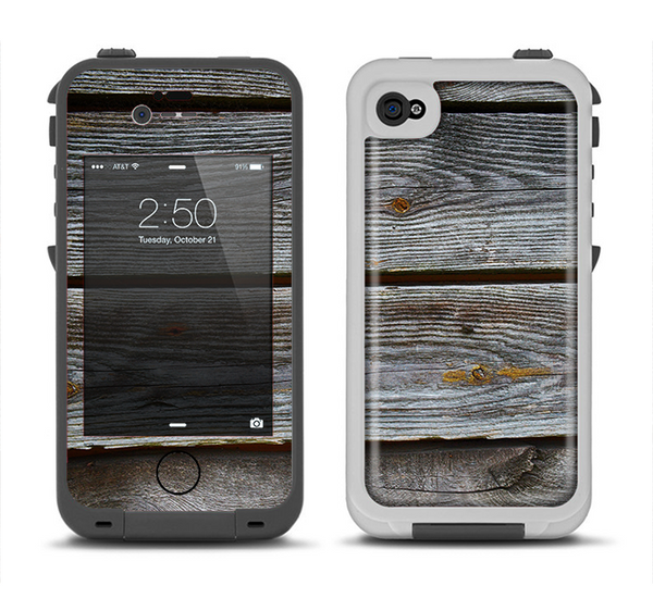 The Aged Wood Planks Apple iPhone 4-4s LifeProof Fre Case Skin Set