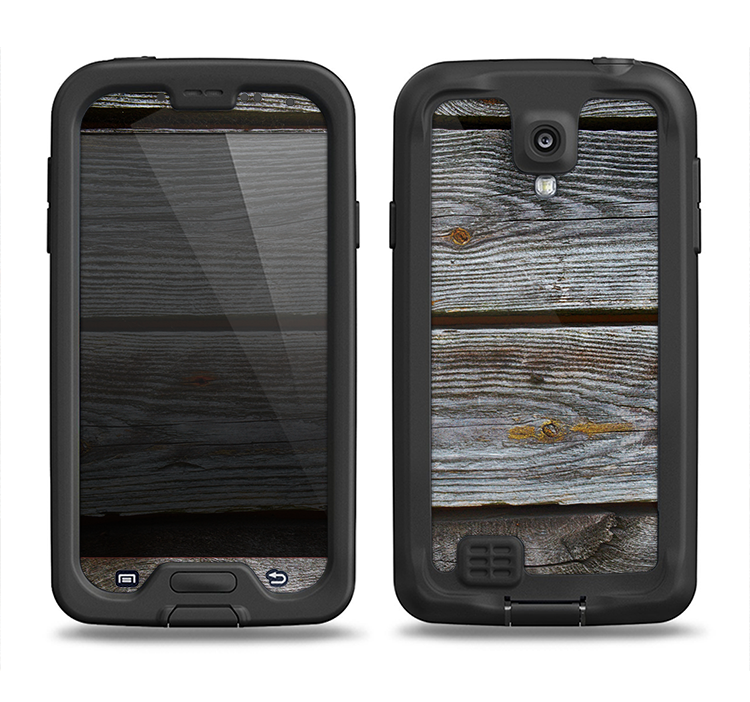The Aged Wood Planks Samsung Galaxy S4 LifeProof Nuud Case Skin Set