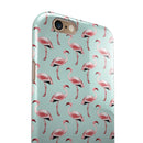 The All Over Mint Flamingo Pattern iPhone 6/6s or 6/6s Plus 2-Piece Hybrid INK-Fuzed Case