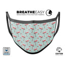 The All Over Mint Flamingo Pattern  - Made in USA Mouth Cover Unisex Anti-Dust Cotton Blend Reusable & Washable Face Mask with Adjustable Sizing for Adult or Child