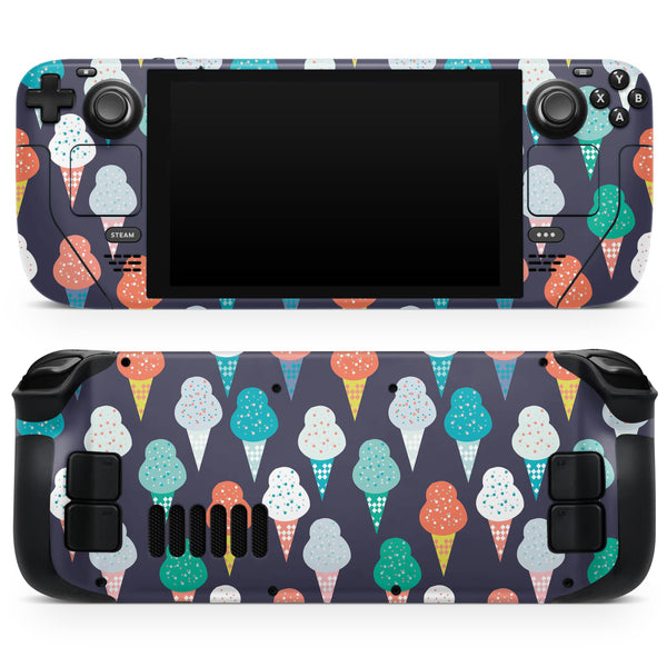 The All Over Teal and Green Ice Cream Cones // Full Body Skin Decal Wrap Kit for the Steam Deck handheld gaming computer