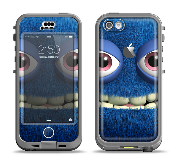 The Angry Blue Fury Monster Apple iPhone 5c LifeProof Nuud Case Skin Set