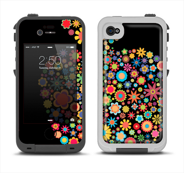 The Apple Icon Floral Collage Apple iPhone 4-4s LifeProof Fre Case Skin Set
