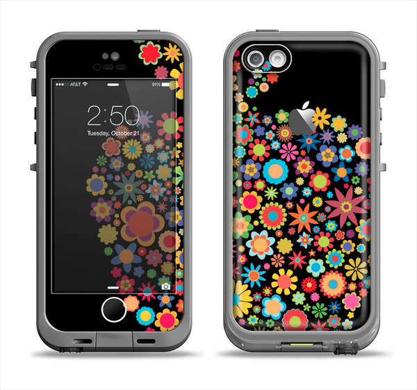 The Apple Icon Floral Collage Apple iPhone 5c LifeProof Fre Case Skin Set