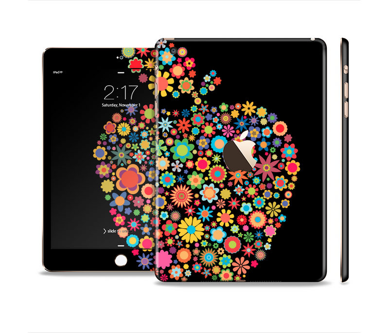The Apple Icon Floral Collage Full Body Skin Set for the Apple iPad Mini 3