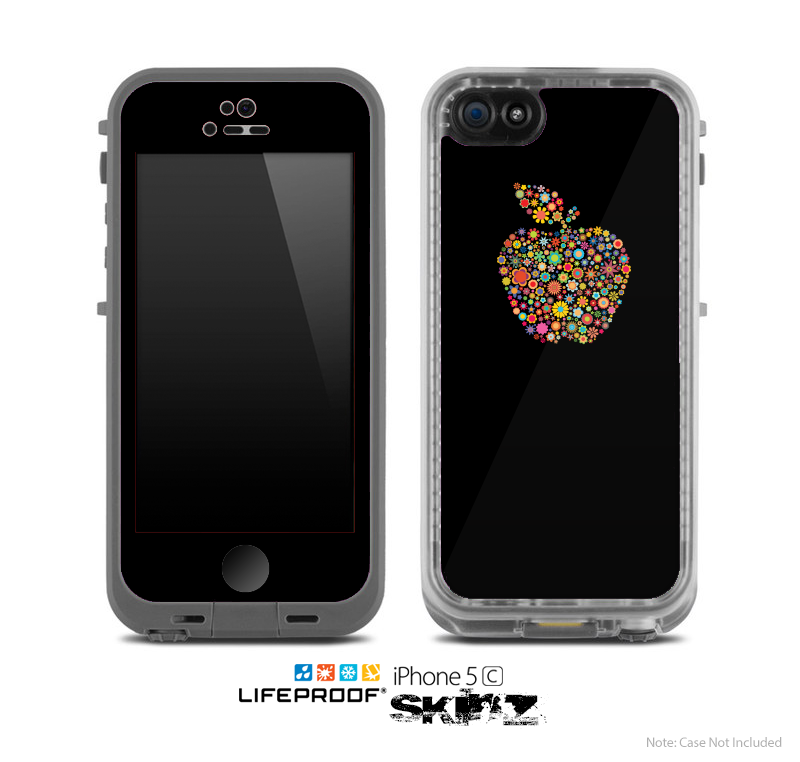 The Apple Icon Floral Collage Skin for the Apple iPhone 5c LifeProof Case