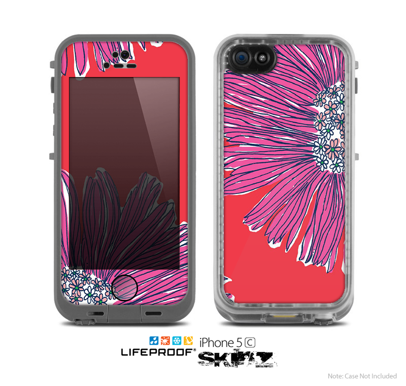 The Artistic Purple & Coral Floral Skin for the Apple iPhone 5c LifeProof Case
