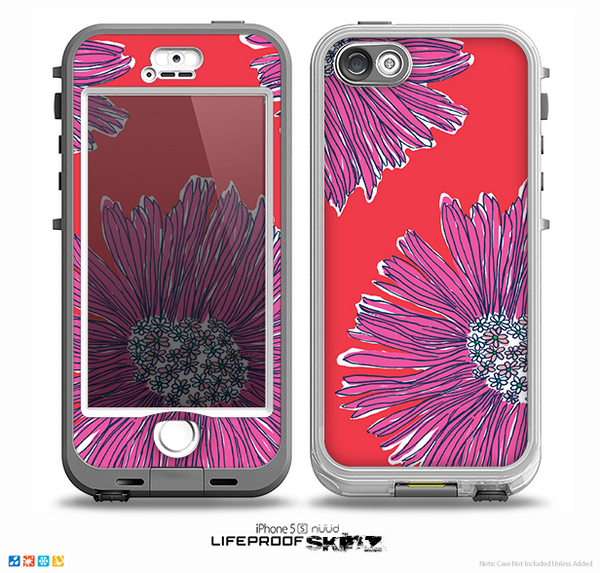 The Artistic Purple & Coral Floral Skin for the iPhone 5-5s NUUD LifeProof Case