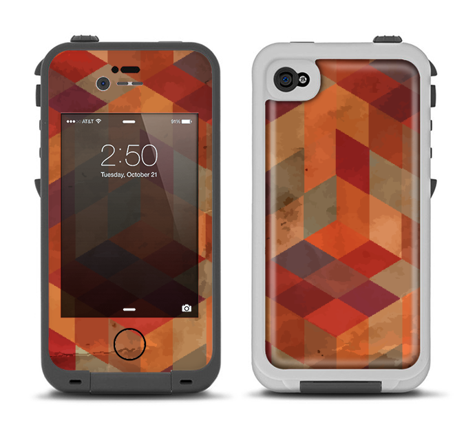 The Autumn Colored Geometric Pattern Apple iPhone 4-4s LifeProof Fre Case Skin Set