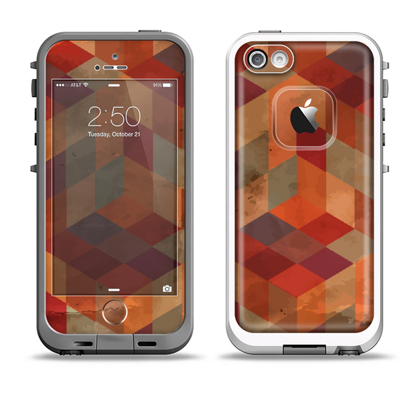The Autumn Colored Geometric Pattern Apple iPhone 5-5s LifeProof Fre Case Skin Set