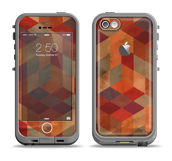 The Autumn Colored Geometric Pattern Apple iPhone 5c LifeProof Fre Case Skin Set
