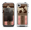 The Aztec Pink & Brown Lion Pattern Apple iPhone 4-4s LifeProof Fre Case Skin Set