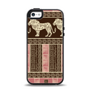 The Aztec Pink & Brown Lion Pattern Apple iPhone 5-5s Otterbox Symmetry Case Skin Set