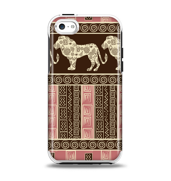 The Aztec Pink & Brown Lion Pattern Apple iPhone 5c Otterbox Symmetry Case Skin Set