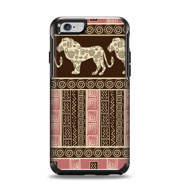 The Aztec Pink & Brown Lion Pattern Apple iPhone 6 Otterbox Symmetry Case Skin Set
