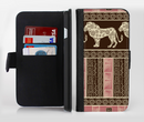 The Aztec Pink & Brown Lion Pattern Ink-Fuzed Leather Folding Wallet Credit-Card Case for the Apple iPhone 6/6s, 6/6s Plus, 5/5s and 5c
