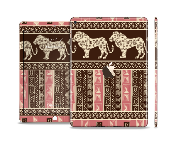 The Aztec Pink & Brown Lion Pattern Skin Set for the Apple iPad Air 2