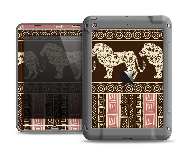The Aztec Pink & Brown Lion Pattern Apple iPad Mini LifeProof Fre Case Skin Set