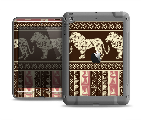 The Aztec Pink & Brown Lion Pattern Apple iPad Mini LifeProof Nuud Case Skin Set