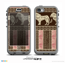 The Aztec Pink & Brown Lion Pattern Skin for the iPhone 5c nüüd LifeProof Case