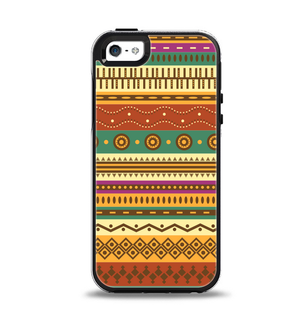 The Aztec Tribal Vintage Tan and Gold Pattern V6 Apple iPhone 5-5s Otterbox Symmetry Case Skin Set