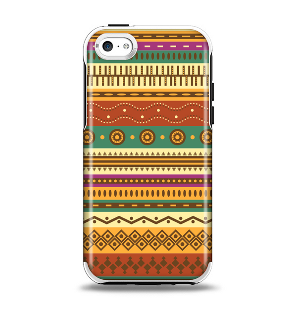 The Aztec Tribal Vintage Tan and Gold Pattern V6 Apple iPhone 5c Otterbox Symmetry Case Skin Set