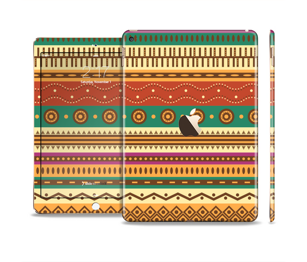 The Aztec Tribal Vintage Tan and Gold Pattern V6 Skin Set for the Apple iPad Air 2
