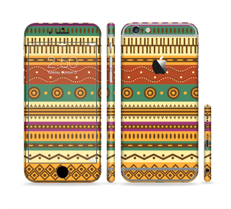 The Aztec Tribal Vintage Tan and Gold Pattern V6 Sectioned Skin Series for the Apple iPhone 6 Plus