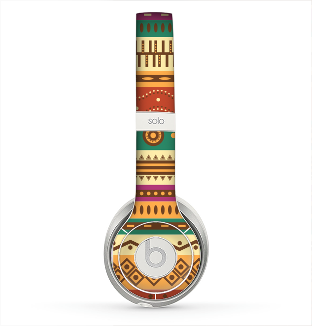 The Aztec Tribal Vintage Tan and Gold Pattern V6 Skin for the Beats by Dre Solo 2 Headphones