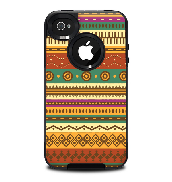 The Aztec Tribal Vintage Tan and Gold Pattern V6 Skin for the iPhone 4-4s OtterBox Commuter Case