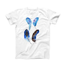 The Azul Watercolor Feathers ink-Fuzed Front Spot Graphic Unisex Soft-Fitted Tee Shirt