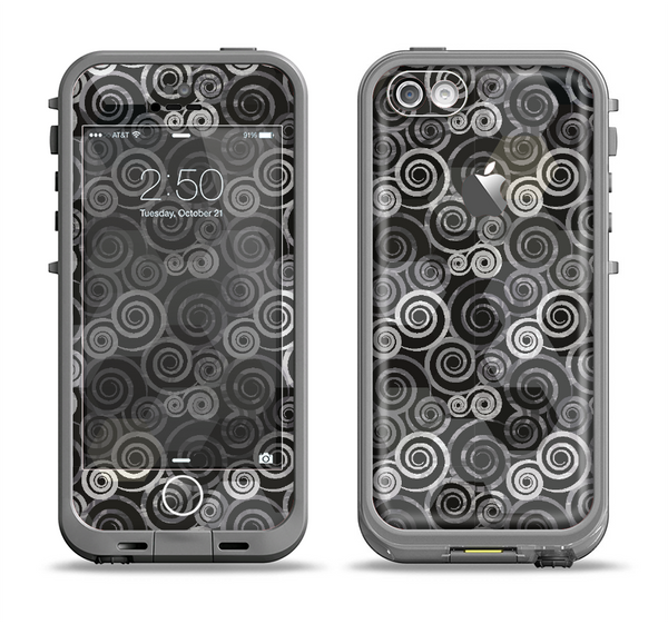 The Back & White Abstract Swirl Pattern Apple iPhone 5c LifeProof Fre Case Skin Set