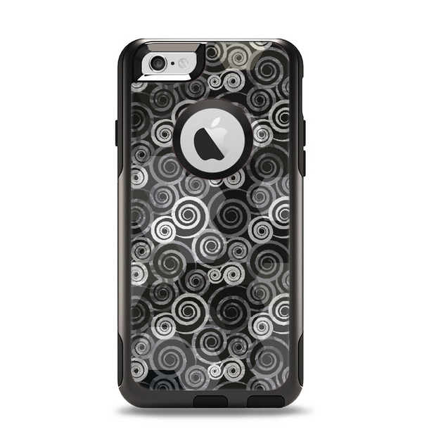 The Back & White Abstract Swirl Pattern Apple iPhone 6 Otterbox Commuter Case Skin Set