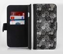 The Back & White Abstract Swirl Pattern Ink-Fuzed Leather Folding Wallet Credit-Card Case for the Apple iPhone 6/6s, 6/6s Plus, 5/5s and 5c