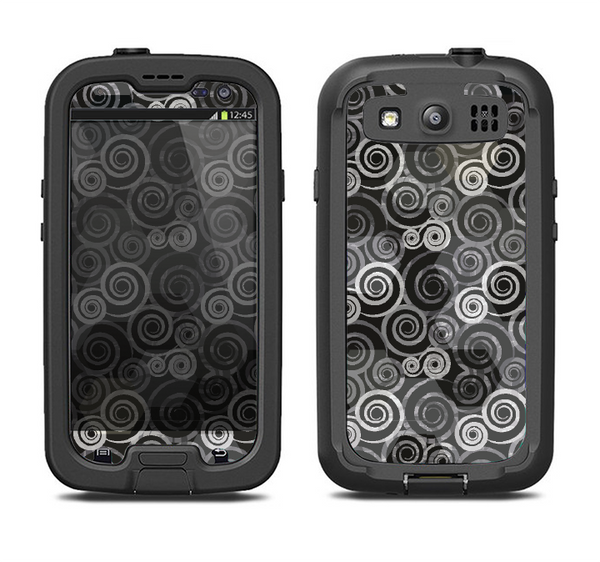 The Black & White Abstract Swirl Pattern Samsung Galaxy S3 LifeProof Fre Case Skin Set