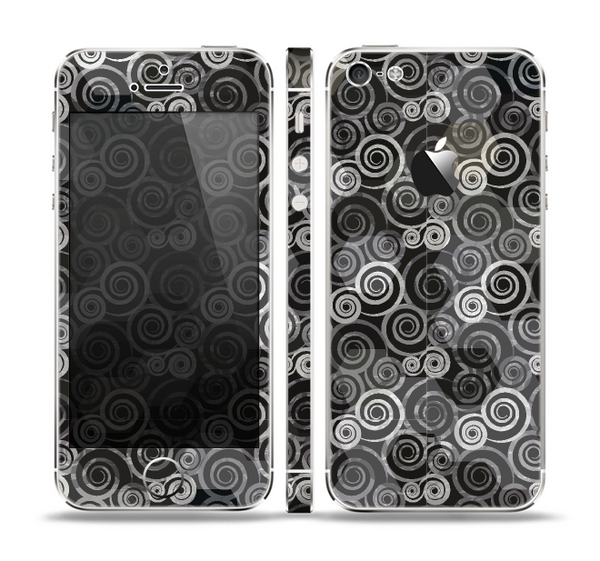 The Back & White Abstract Swirl Pattern Skin Set for the Apple iPhone 5