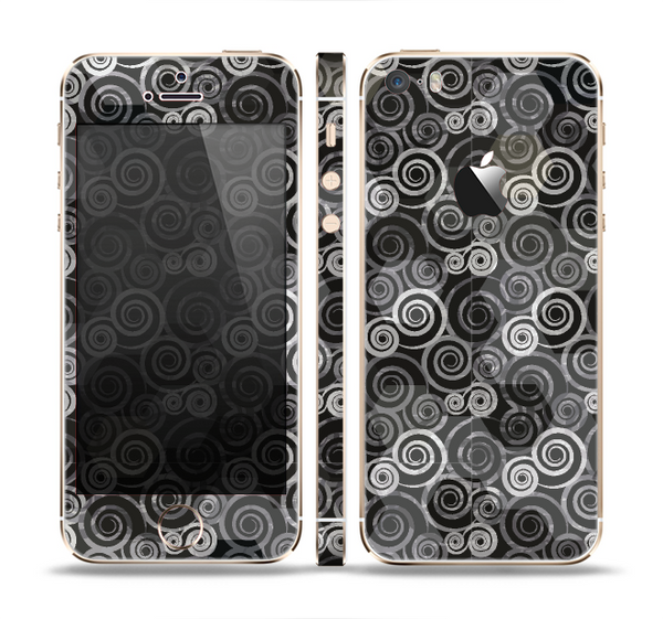 The Back & White Abstract Swirl Pattern Skin Set for the Apple iPhone 5s