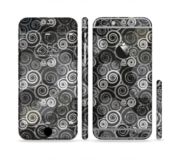 The Back & White Abstract Swirl Pattern Sectioned Skin Series for the Apple iPhone 6