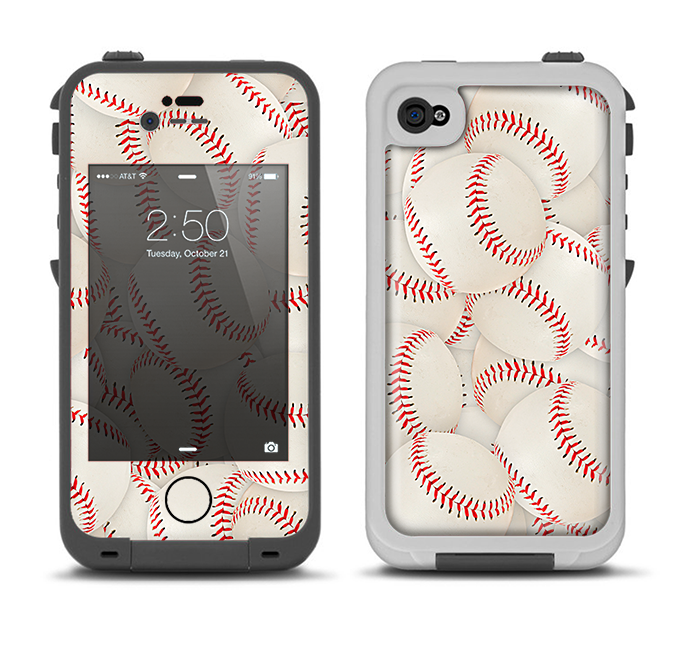 The Baseball Overlay Apple iPhone 4-4s LifeProof Fre Case Skin Set