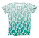 The Beach Hotel Wallpaper Waves ink-Fuzed Unisex All Over Full-Printed Fitted Tee Shirt