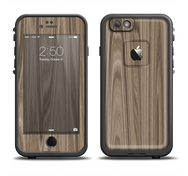 The Beige Woodgrain Apple iPhone 6 LifeProof Fre Case Skin Set